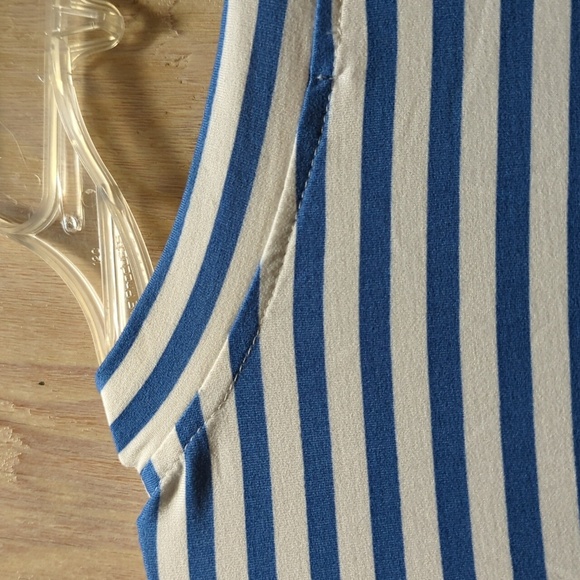 Yana K | Stretchy Comfy Brittany Tunic Top Dress Blue/Ivory Stripe | One Size - Picture 5 of 5